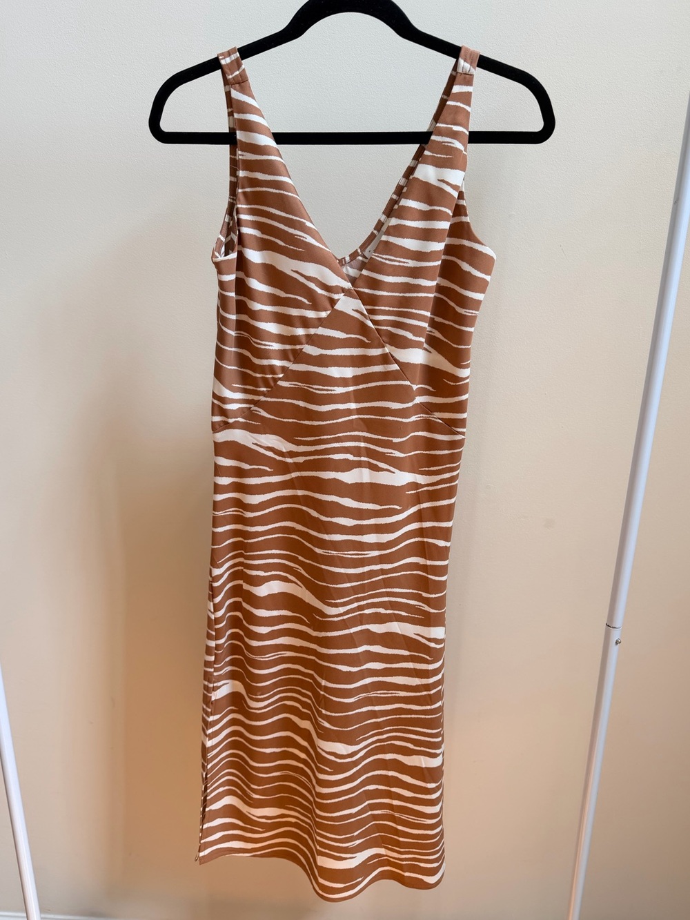 NWT A New Day zebra midi slip dress double v-neck brown/white Sz XS